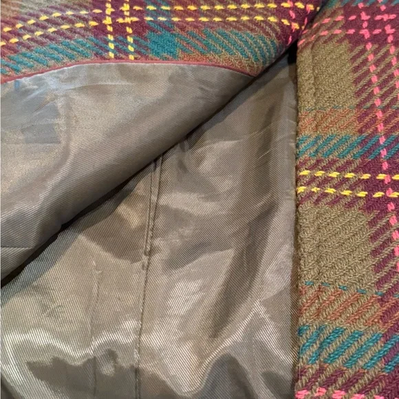 Talbots Wool Blend Olive Green Plaid Coat Petite Medium Like New - Picture 11 of 13